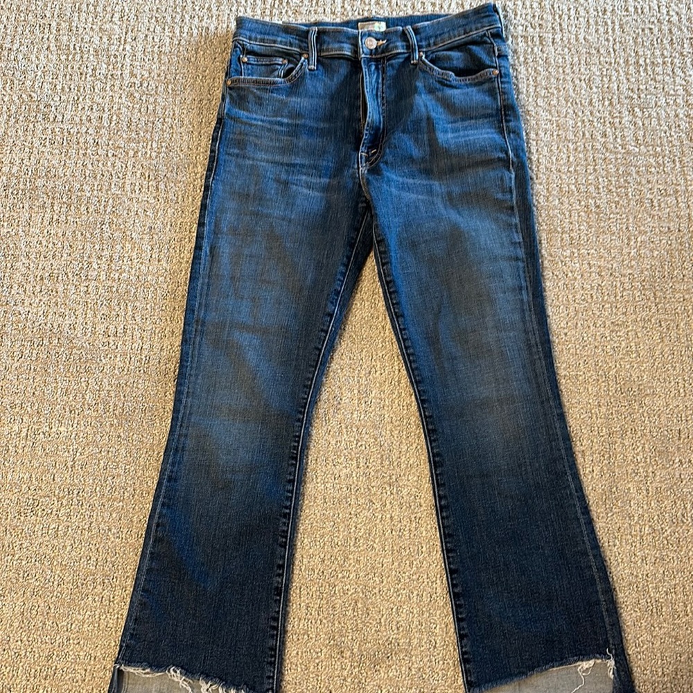 Mother jeans insider crop step fray girl crush